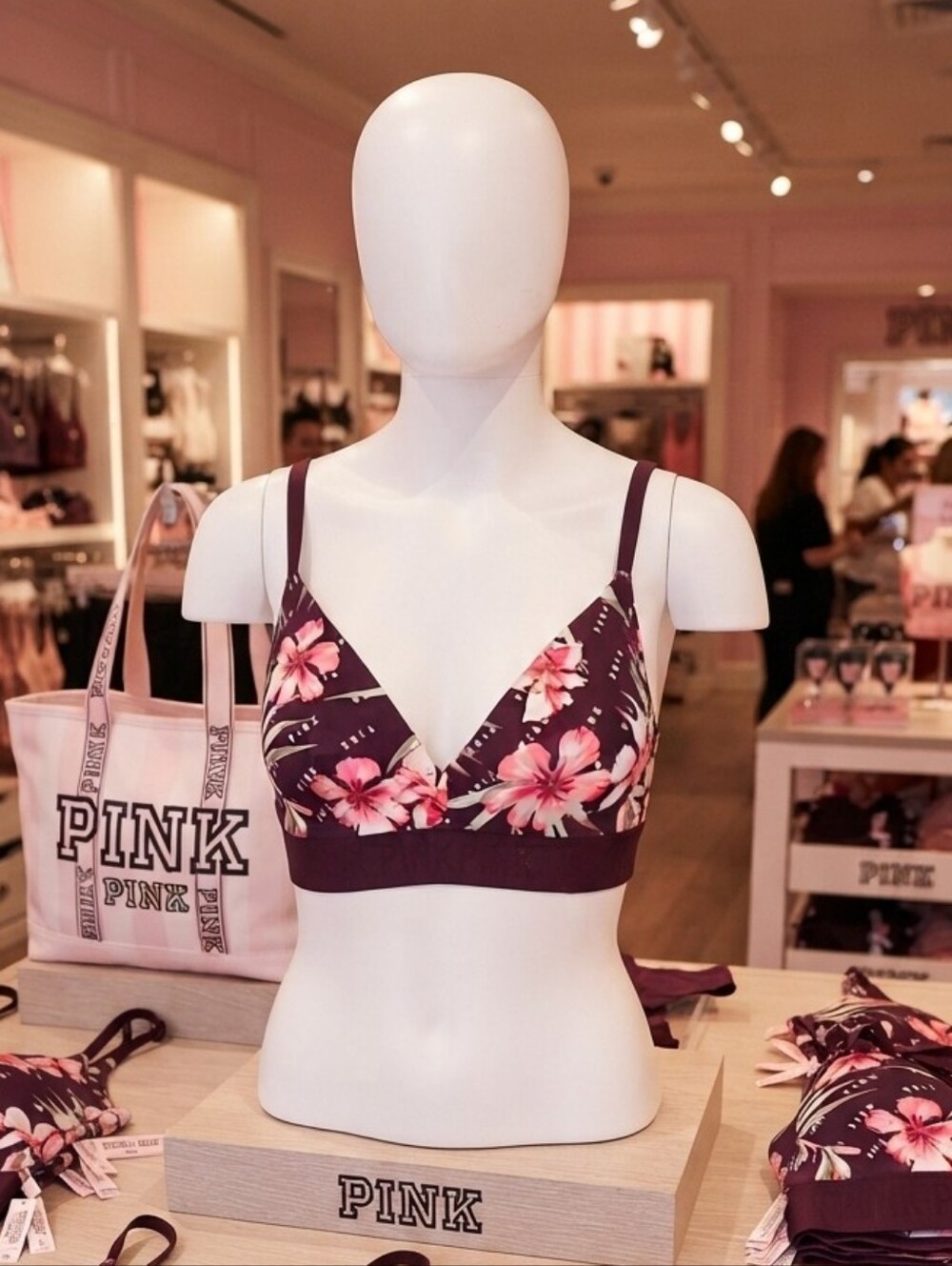 Victoria's Secret Pink Floral V-neck Wireless Bralette Bra  Size 32DD